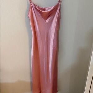 BEBE Pink Satin Midi Dress